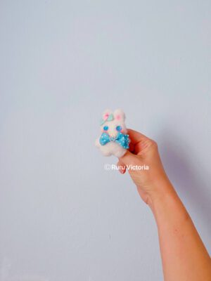 Bunny Usagi Pin (Blue Bow) |Kawaii Pin | Cute bunny Pins | Fairy Kei