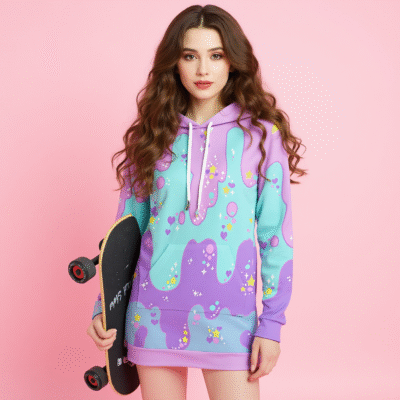 Pastel Dripping Fairy Kei Long Hoodie | Harajuku Fairy Kei Style